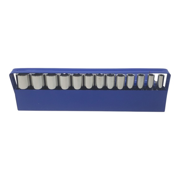 WESTWARD 14 Piece 3/8 Drive Deep Chrome Socket Set Metric Metal Tray DMK3814 - Picture 3 of 7
